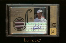 TIGER WOODS 2005 SP Signature Swatches AUTO Golf Sunday RED BGS 9.5 /10  POP  1