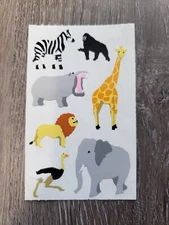 VTG 90s Mrs. Grossman's Safari Animals Sticker Module Zoo Zebra Giraffe Elephant