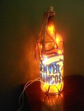 Denver Broncos Inspiered Hand Painted Lighted Wine Bottle Stained Glass look