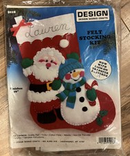 Holiday Felt Wall Hanging Craft Kit Christmas Snowman  Santa Claus NEW