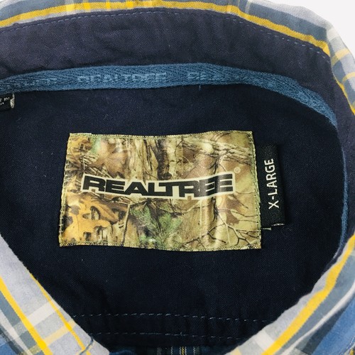 Realtree Mens Size XL Black Pearl Snap Long Sleeve Western Plaid Blue Gray Shirt - Picture 5 of 9