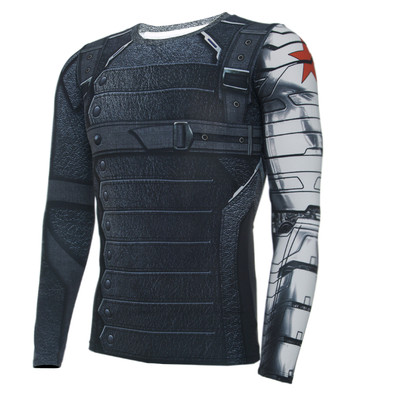 Winter Soldier Bucky Barnes Long Sleeves 3D T-Shirts Captain