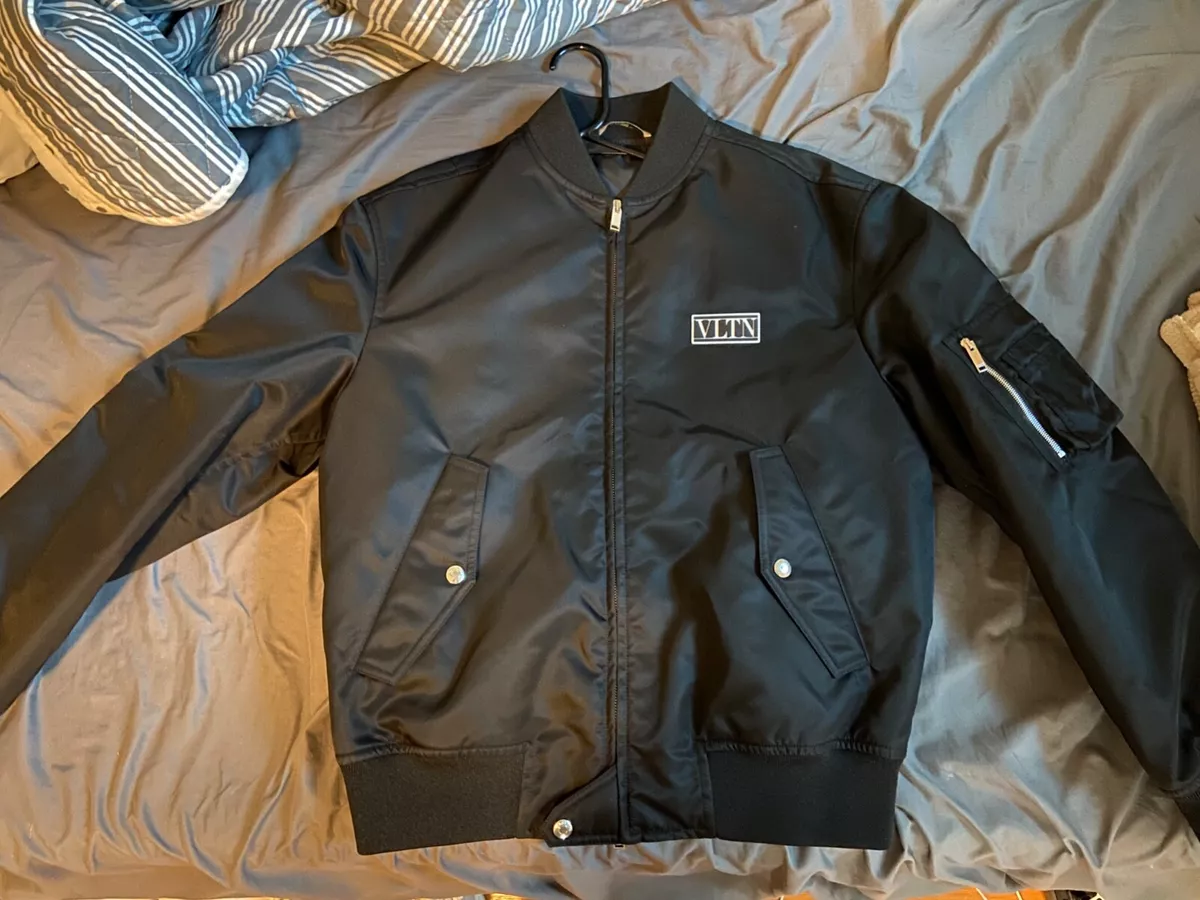 AUTHENTIC VALENTINO black nylon bomber jacket, size 44, new w/out tag