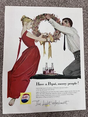 Original Vintage Pepsi-Cola große Zeitschrift Werbung 1957