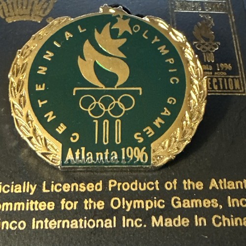1996 Atlanta Olympic Games Trading Pin Centennial Olympic Games, Green Gold Tone - Picture 2 of 5