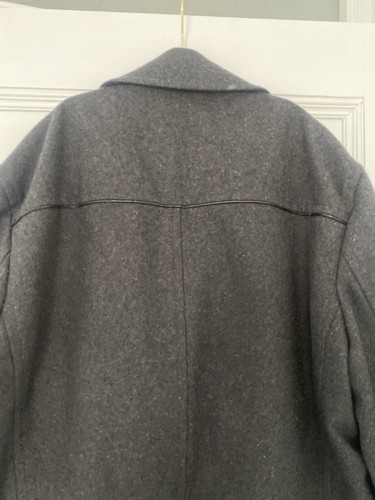 Perry Ellis Men’s Coat XL Wool Blend Double Breasted Grey/black - Picture 7 of 8
