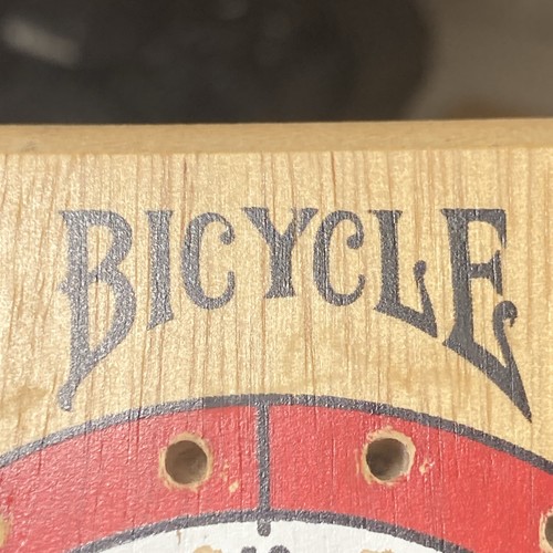 Bicycle Red White Blue 3-Track Color Coded Wooden Cribbage Board Game Mint - Picture 12 of 15