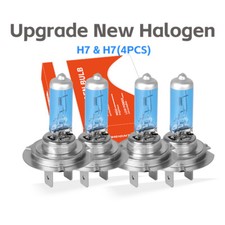 H7 H7 4200k Headlight Kit Combo Bulbs High Low Beam Super Bright 4x Halogen 100w