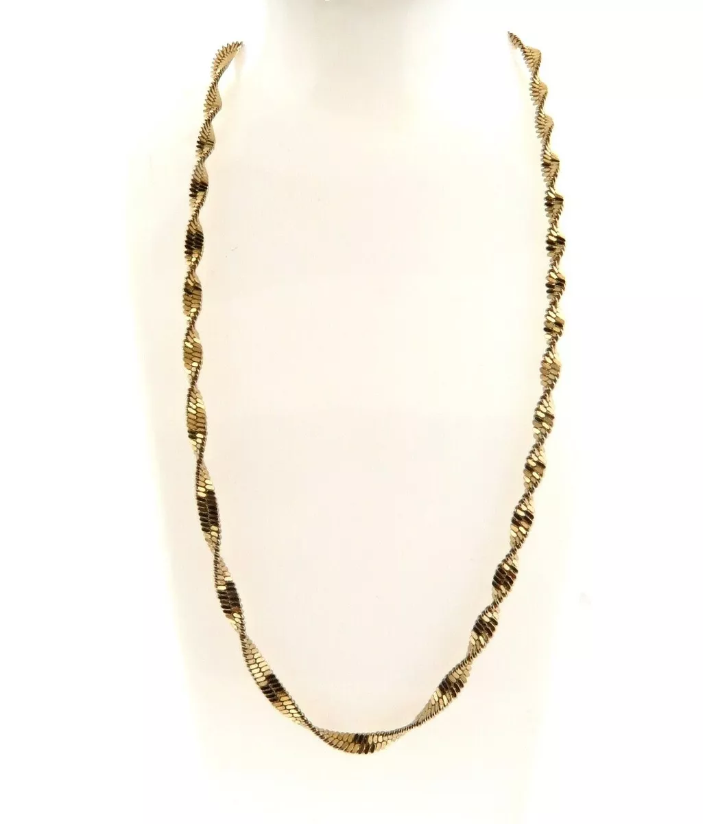 24k Gold Plate Herringbone Chain Necklace 5mm 18