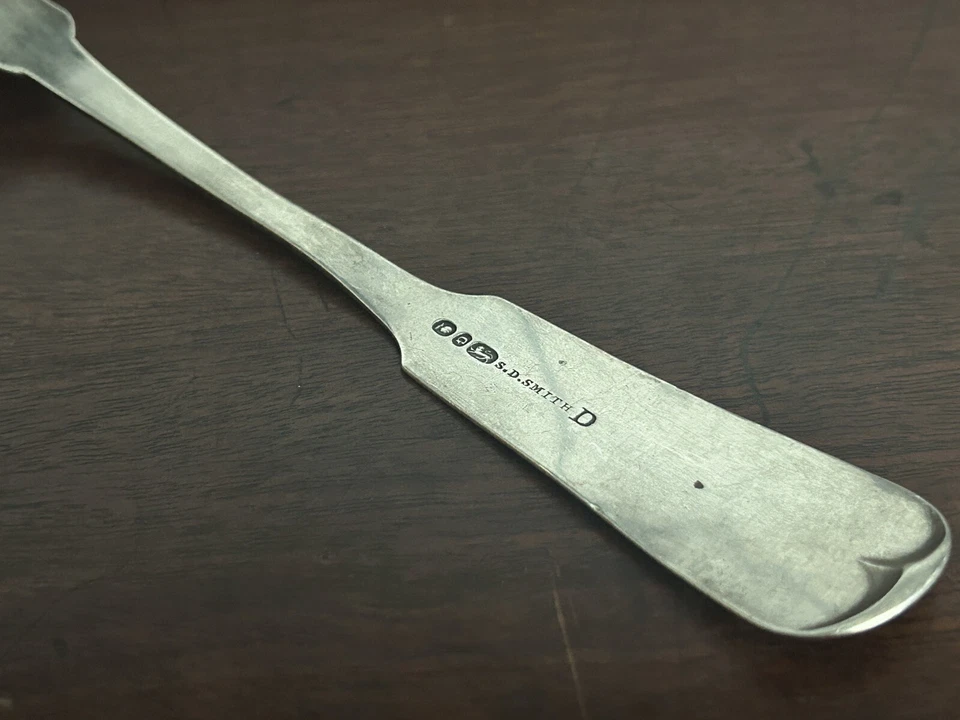 Antique 53g Sterling Silver Serving Spoon, S. D. SMITH American Flatware 1800s - Image 3 of 4