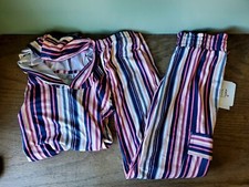 Joey B Joe Benbasset Girls Size Sm Striped Navy Pink 2 pc Set Pants Elastic NWT