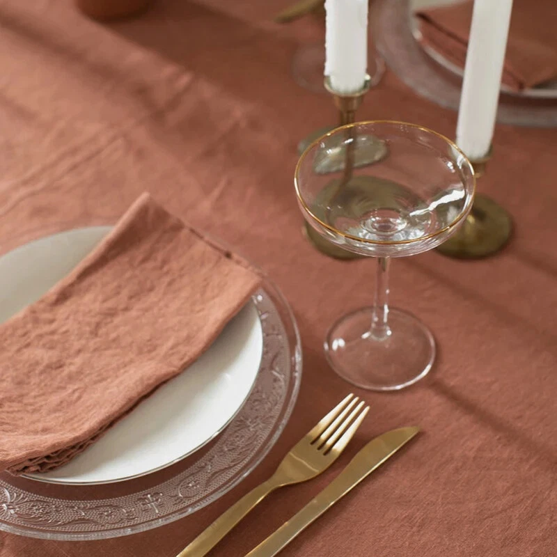 100% Pure Linen Solid Color Round Table Cover,Natural Fabric Tablecloth Decor - Image 4 of 4