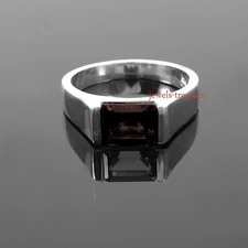 Natural Smoky Quartz  Gemstone with 925 Sterling silver Ring for Men's #5560