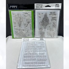 Lote de 3 estampillas de goma florales sentimientos lilas primavera caja de memoria FLORES