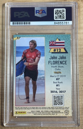 PSA DNA AUTO John John Florence Surf Wsl 2020-21 Panini BRAZIL #37 SIGNED - Picture 2 of 2