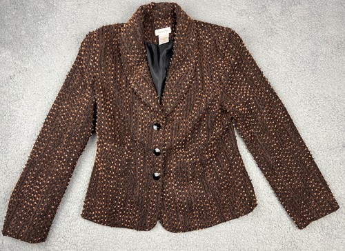 Monroe & Main Blazer Women’s 10 Fall Unique 3D Textured Boho Office Autumn