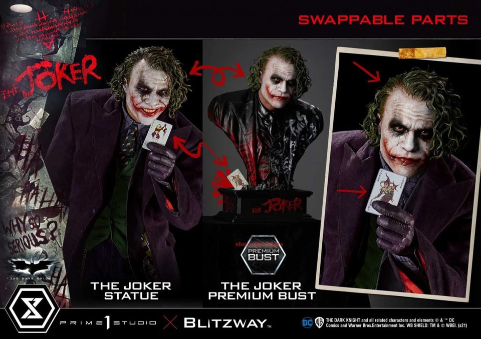 Busto Prime 1 Studio X Blitzway PBDC-08 Dark Knight Joker Heath Ledger 1/3 Foto 3 de 4