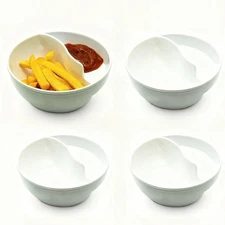 2 Part Food Bowls,Multi Use Anti-Stain Acrylic Bowls - 4 Pack