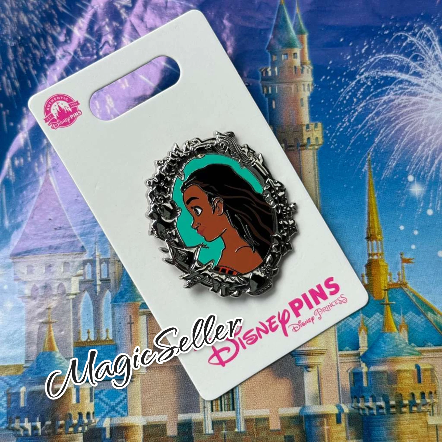 Disney Parks Princess Portrait Silver Frame Moana Profile OE Pin New