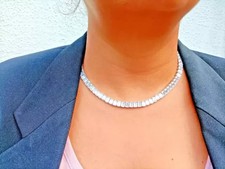 22CT Emerald Cut Lab Created Diamond Tennis Necklace 14k Gold Plated 18  