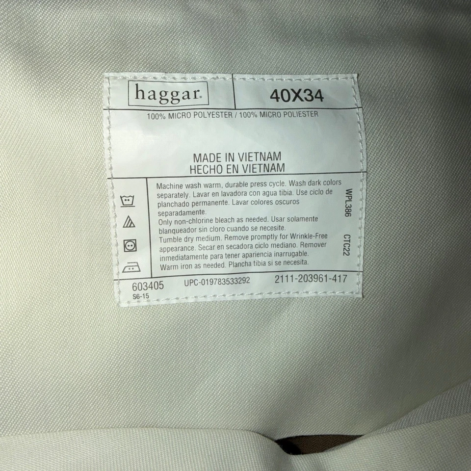 Haggar Microluxe Black Label Pleated Khaki Dress Pants Mens 40x34 Wrinkle Free - Image 3 of 4