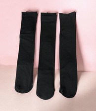 3 X Pairs Ladies Long Length Black Velvet Lined Socks BNWOT