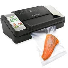 NutriChef Vacuum Sealer for Food (80Kpa) w/ Canister Hose & Bags - Black
