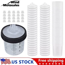 50PCS PP CUPS Disposable Paint Spray Gun Cup Liners and Lid System (190 Mic)