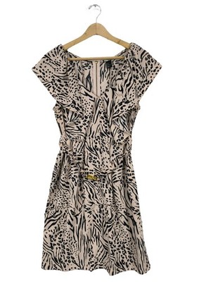 H&M Sommerkleid Damen Kleid Gr. DE 40 creme-schwarz Elegant