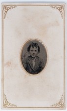 Antique 2.5x4in Tintype Young Boy Suit Curled Hair W H Sheigley