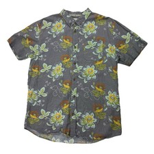 Jack Oneill Mens XL Gray Floral Hawaiian Button Down Short Sleeve Shirt