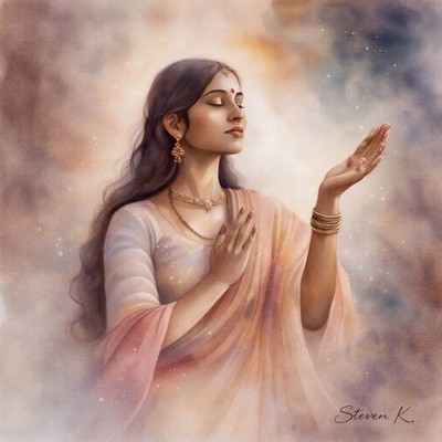 Steven K. Signed Woman Portrait Art Print Portrait Orientation