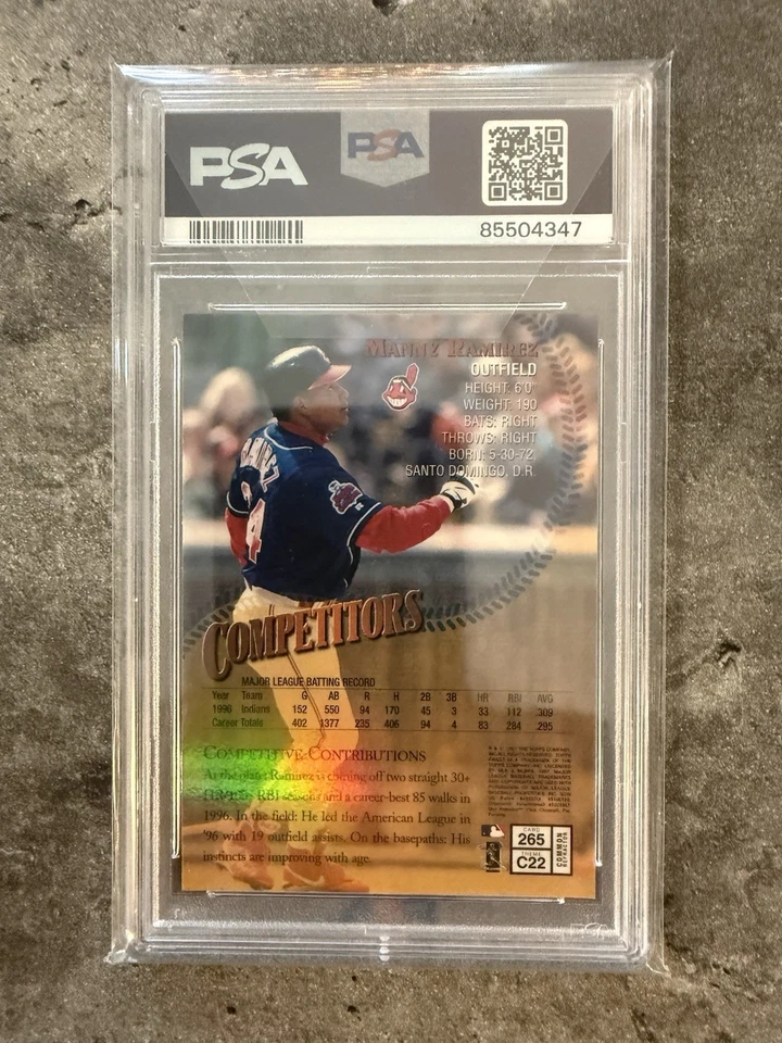1997 Finest Refractor Manny Ramirez #265 PSA 9 Low Pop - Image 2 of 2