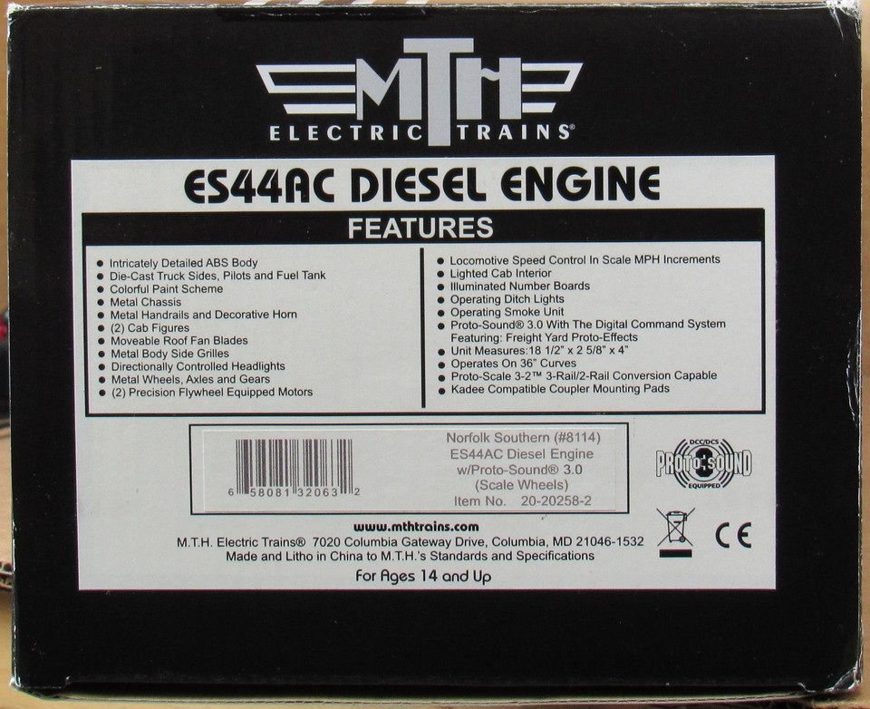 MTH Premier 20-20258-2 NS Heritage ES44AC Diesel Engine w/PS3 O-Scale/2 ...