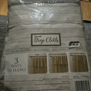 Mercantile Drop Cloth Window Panel  Valance 1-pc 50x84" Light  Removable Ring