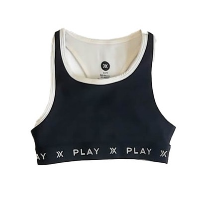 Play x Play Black Ribbed Play Sports Bra Top 6-7Y