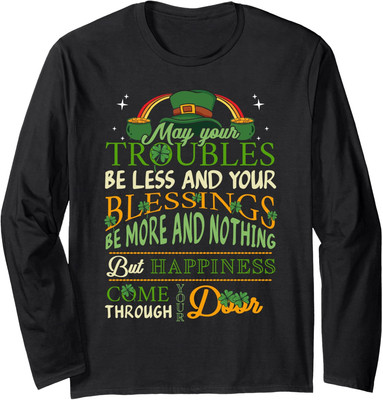 Irish Blessing St Patricks Day Leprechaun Rainbow Long Sleeve Tshirt