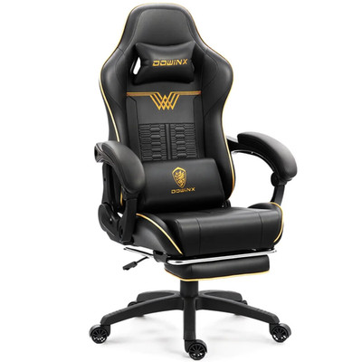 Dowinx Big and Tall Faux Leather Gaming Chair with Lumbar Massage and Footrest