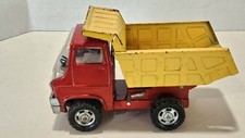 Vintage 1968 Louis Marx Pressed Steel Dump Truck Red and Yellow