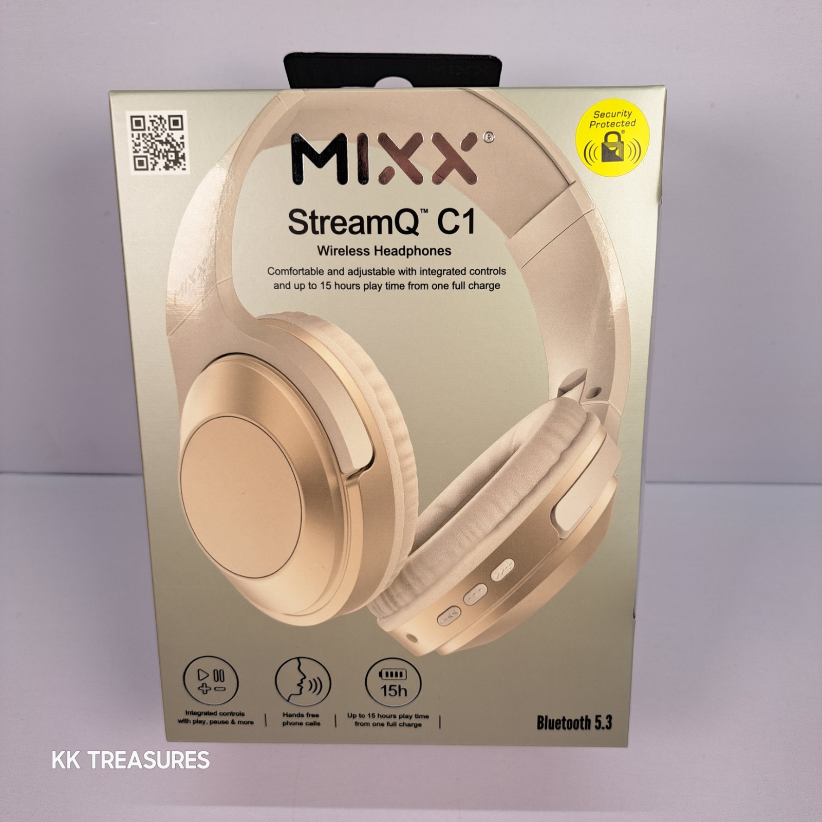 Mixx StreamQ C1 Wireless Headphones Over Ear Design Champagne Gold 15h Playtime