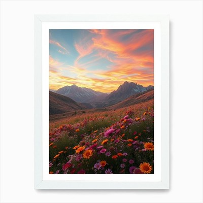 Sunset In The Mountains 40 Art Prin Framed Wall Art Poster Canvas Print Picture