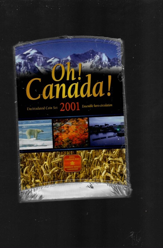 2001 OH! Canada! 7 pc.  BU Uncirculated Coin set! Hard plastic display and COA!