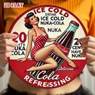 Vintage Pin-Up Tin Metal Signs Home Décor 8x8 Round Aluminum Retro Style Metal W