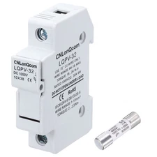 Solar Fuse Holder 1 Fuse Core DC1000V 15A Single Pole 10x38mm DIN Rail Mount