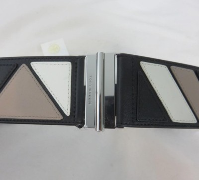 Tory Burch Kira Chevron Belt Black Geometry Design Elastic 