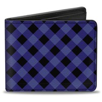 Bi-Fold Wallet Diagonal Buffalo Plaid Black/Blue (Us Import)