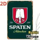 2D Flat,Spaten Vintage Beer Wall Art Tin Metal Signs Home Décor 8x12 Retro Bava
