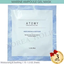 ATOMY Marine Ampoule Gel Mask 38g 3pcs Moisturizing Soothing Hydrogel Mask Sheet