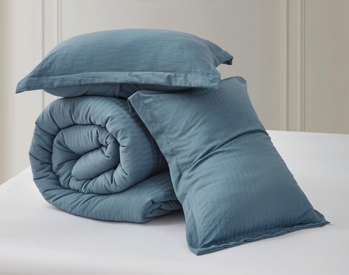 Chezmoi Collection Calvin 3-Piece Jacquard Comforter Set King Size, Blue Text... - Picture 8 of 9