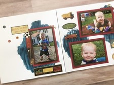 Boy Scrapbook Layout, Boy Pages, Ready for 4 by 6 photos, Premade Boy Pages